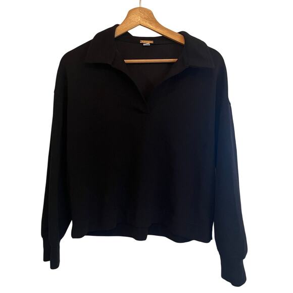 Magaschoni Black Collared Pullover Sweatshirt | Buttery Soft Modal Blend | M - Picture 1 of 5